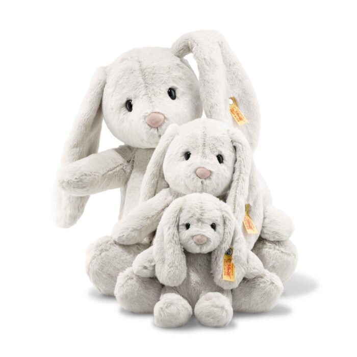 Steiff Hoppie Hase 18 cm hellgrau, Plüschtier Hase mit Schlappohren, Soft Cuddly Friends, flauschiges Stofftier zum Kuscheln - Image 5
