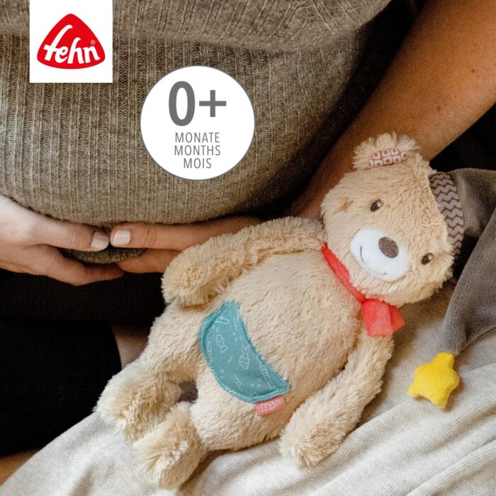 Fehn Kuscheltier Bär Bruno – Weicher Teddybär für Neugeborene als Einschlafhilfe - Stofftier zum Greifen, Fühlen - Image 5