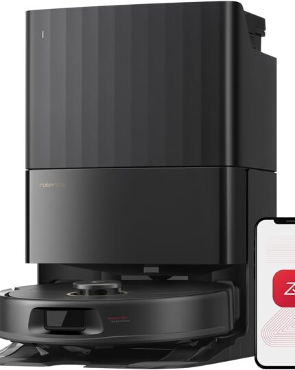 roborock Qrevo S5V Saugroboter mit Wischfunktion&Hebarem Wischmopp, 12.000Pa Saugkraft, Zero-Tangle System, Warmlufttrocknung, Intelligente Hindernisvermeidung, Multifunktions-Dockingstation (Schwarz)