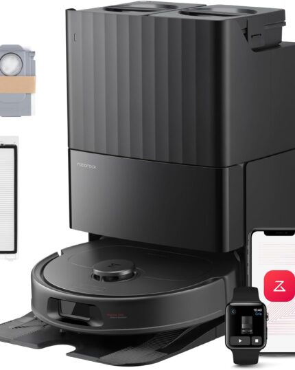 roborock QV 35S-Set Saugroboter mit Wischfunktion, 10.000 Pa HyperForce Saugkraft, Anti-Tangle-Bürsten, Anhebbare Schleudermopps, Intelligente Hindernisvermeidung, All-in-One Dock (Schwarz)