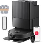 roborock QV 35S-Set Saugroboter mit Wischfunktion, 10.000 Pa HyperForce Saugkraft, Anti-Tangle-Bürsten, Anhebbare Schleudermopps, Intelligente Hindernisvermeidung, All-in-One Dock (Schwarz)