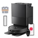 roborock Qrevo S5V Saugroboter mit Wischfunktion&Hebarem Wischmopp, 12.000Pa Saugkraft, Zero-Tangle System, Warmlufttrocknung, Intelligente Hindernisvermeidung, Multifunktions-Dockingstation (Schwarz)