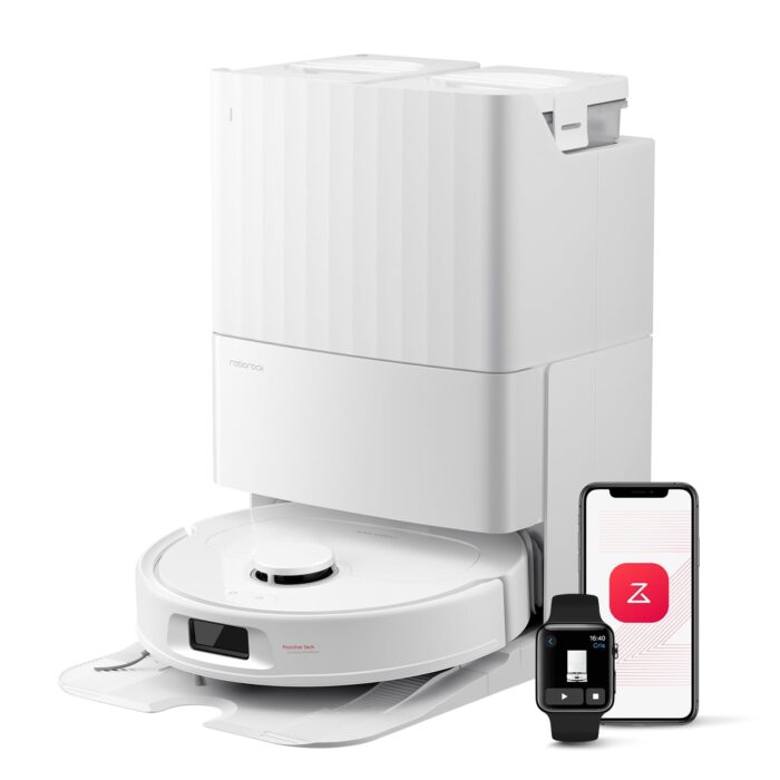 roborock Qrevo S5V Saugroboter mit Wischfunktion&Hebarem Wischmopp, 12.000Pa Saugkraft, Zero-Tangle System, Warmlufttrocknung, Intelligente Hindernisvermeidung, Multifunktions-Dockingstation (Schwarz)