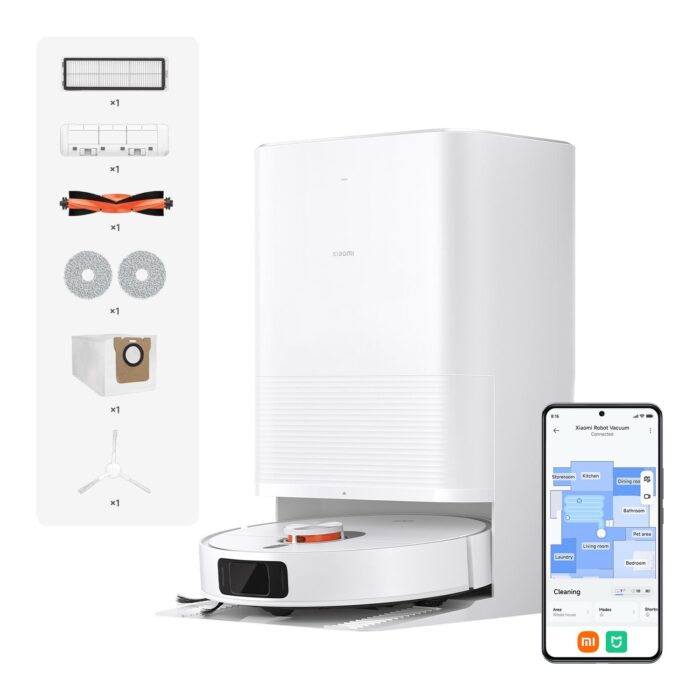 Xiaomi Robot Vacuum X20+ Saugroboter mit Absaugstation und 4L/4L Frisch- & Altwassertank - 2 rotierende, Auto-Trocknung Wischmops, Bis 280m² wischen, 6000Pa Saugkraft, LDS-Navigation, Alle Bodentypen