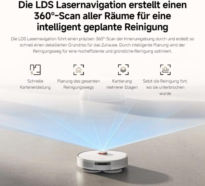 Xiaomi Robot Vacuum X20+ Saugroboter mit Absaugstation und 4L/4L Frisch- & Altwassertank - 2 rotierende, Auto-Trocknung Wischmops, Bis 280m² wischen, 6000Pa Saugkraft, LDS-Navigation, Alle Bodentypen