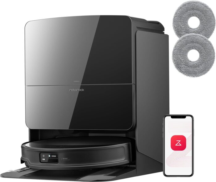 roborock Saros 10R Set Saugroboter mit Wischfunktion&angebbarem Wischmopp, 22.000 Pa HyperForce Saugkraft, 7,98cm Ultra-Slim Design, StarSight System 2.0, Zero-Tangle System (Mit 2 Wischmopps)