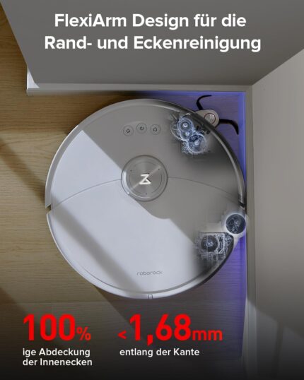 roborock S8 MaxV Ultra Saugroboter mit Wischfunktion&Hebarem Wischmopp, Umfangreiche Reinigung Durch die ausfahrbaren Seitenbürste, 10.000 Pa, 60 °C Heißwasser-Moppwäsche, All-in-One-Dock