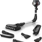 Bosch Akku-Staubsauger Unlimited 7 BCS711A, kabelloser Handstaubsauger, beutellos, Wechselakku, Knickrohr, Hygiene-Filter, 10 Jahre Motorgarantie, Fugendüse, LED-Beleuchtung, Turbostufe, grau