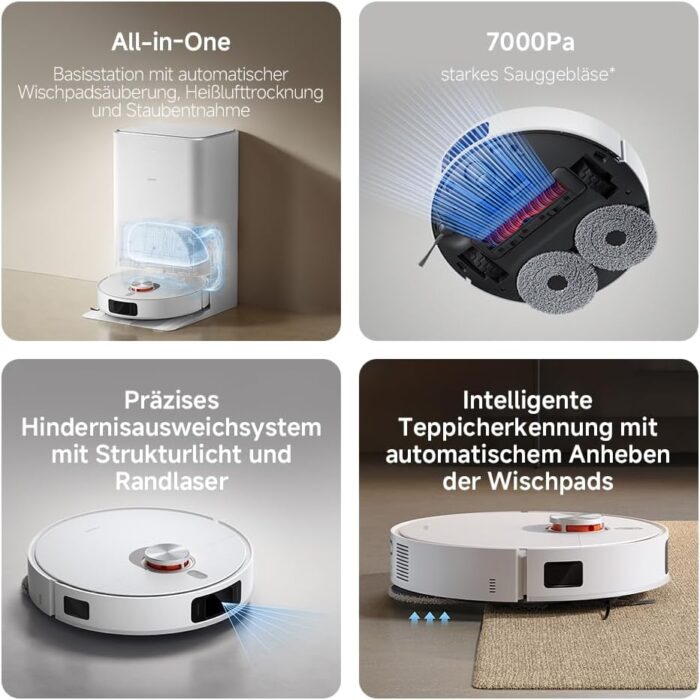 Xiaomi Robot Vacuum X20 Pro – 7000 Pa Saugleistung, duales Moppsystem, 75 Tage Staubbehälterkapazität, 4 Reinigungsmodi und 5200mAh Akku für eine gründliche und smarte Reinigung im Haushalt
