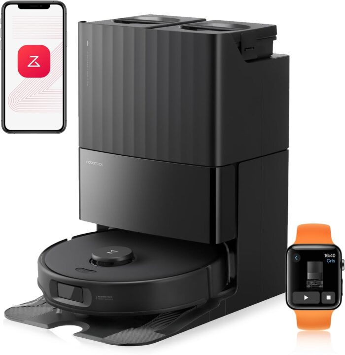 roborock Qrevo Edge S5A Saugroboter mit Wischfunktion,Dual Anti-Tangle-System,18.500Pa,FlexiArm Design Kantenreinigung, Hebarem Wischmopp,75℃ Heißwasser-Moppwäsche (Schwarz)