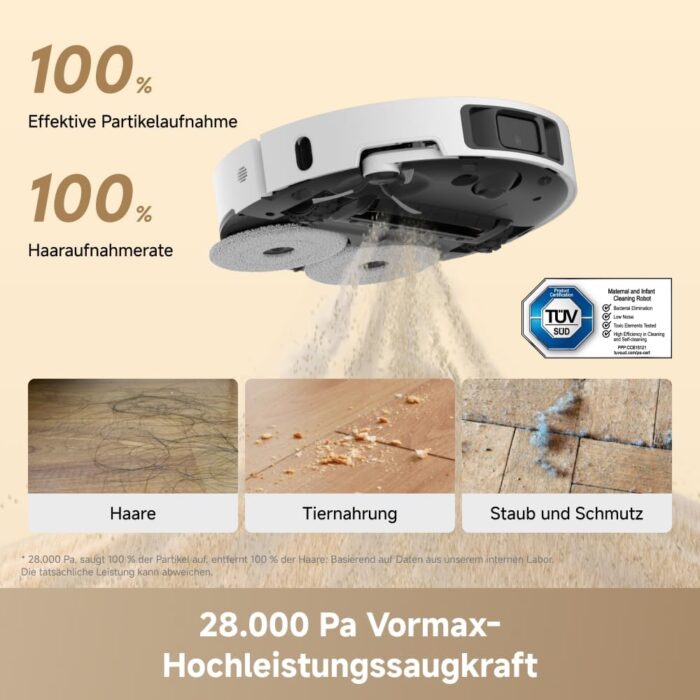 dreame L50 Ultra AE Saug- und Wischroboter Mit automatischer Entleerung und Wischmopp-Selbstreinigung bei 100 °C, 28.000 Pa Saugkraft, Hindernisvermeidung und 360°-Navigation