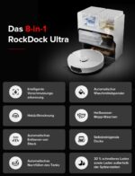roborock S8 MaxV Ultra Saugroboter mit Wischfunktion&Hebarem Wischmopp, Umfangreiche Reinigung Durch die ausfahrbaren Seitenbürste, 10.000 Pa, 60 °C Heißwasser-Moppwäsche, All-in-One-Dock