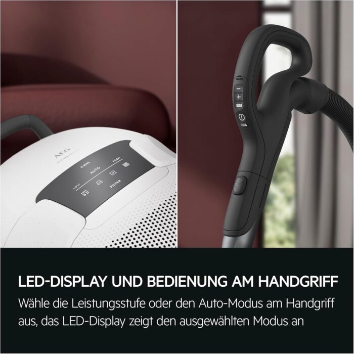 AEG Ultimate 8000 Staubsauger mit Beutel, Testsieger der Stiftung Warentest, hohe Saugleistung, Auto-Modus, Alle Böden, 48% Recyclingkunststoff, 3in1 Düse, HEPA-Filtration, 12m, LED-Licht, AB81U1SW