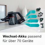 Bosch Akku-Staubsauger Unlimited 7 BCS711A, kabelloser Handstaubsauger, beutellos, Wechselakku, Knickrohr, Hygiene-Filter, 10 Jahre Motorgarantie, Fugendüse, LED-Beleuchtung, Turbostufe, grau