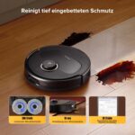 roborock Qrevo S5V Saugroboter mit Wischfunktion&Hebarem Wischmopp, 12.000Pa Saugkraft, Zero-Tangle System, Warmlufttrocknung, Intelligente Hindernisvermeidung, Multifunktions-Dockingstation (Schwarz)