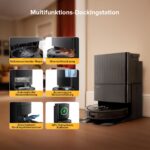 roborock Qrevo S5V Saugroboter mit Wischfunktion&Hebarem Wischmopp, 12.000Pa Saugkraft, Zero-Tangle System, Warmlufttrocknung, Intelligente Hindernisvermeidung, Multifunktions-Dockingstation (Schwarz)