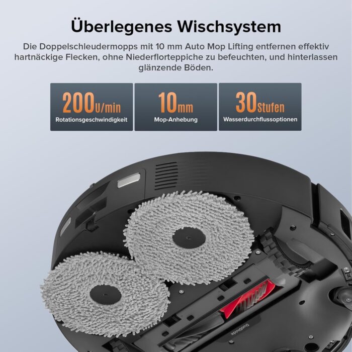 roborock Qrevo Edge S5A Saugroboter mit Wischfunktion,Dual Anti-Tangle-System,18.500Pa,FlexiArm Design Kantenreinigung, Hebarem Wischmopp,75℃ Heißwasser-Moppwäsche (Schwarz)