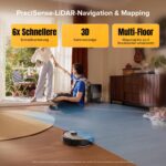 roborock Qrevo S5V Saugroboter mit Wischfunktion&Hebarem Wischmopp, 12.000Pa Saugkraft, Zero-Tangle System, Warmlufttrocknung, Intelligente Hindernisvermeidung, Multifunktions-Dockingstation (Schwarz)