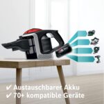 Bosch Akku-Staubsauger Unlimited Serie 8 ProPower BSS81POW1, kabelloser Handstaubsauger, beutellos, Hygiene-Filter, hohe Saugleistung, Lange Laufzeit, XXL-Polsterdüse, Fugendüse, schwarz