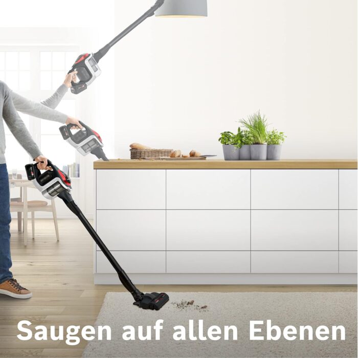 Bosch Akku-Staubsauger Unlimited Serie 8 ProPower BSS81POW1, kabelloser Handstaubsauger, beutellos, Hygiene-Filter, hohe Saugleistung, Lange Laufzeit, XXL-Polsterdüse, Fugendüse, schwarz