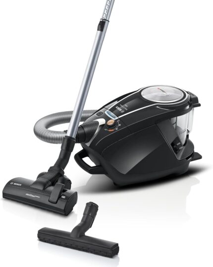 Bosch Staubsauger beutellos ProSilence Serie 8 BGS7MS64, Bodenstaubsauger, leise, Hygiene-Filter, Bodendüse für Parkett, Teppich, Fliesen, Starke Saugleistung, langes Kabel, 800 W, schwarz