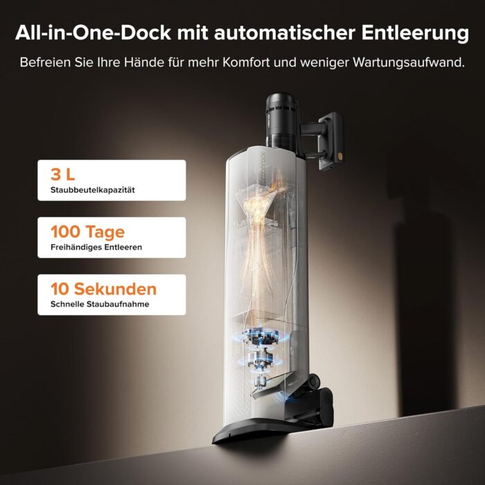 roborock H60 Hub Ultra Akku Staubsauger mit Absaugstation, 210AW kraftvolle Saugleistung, 90 Min. maximale Laufzeit, Staubsauger kabellos, Anti-Tangle Bürste für Teppiche, Hartböden, Tierhaare, Auto