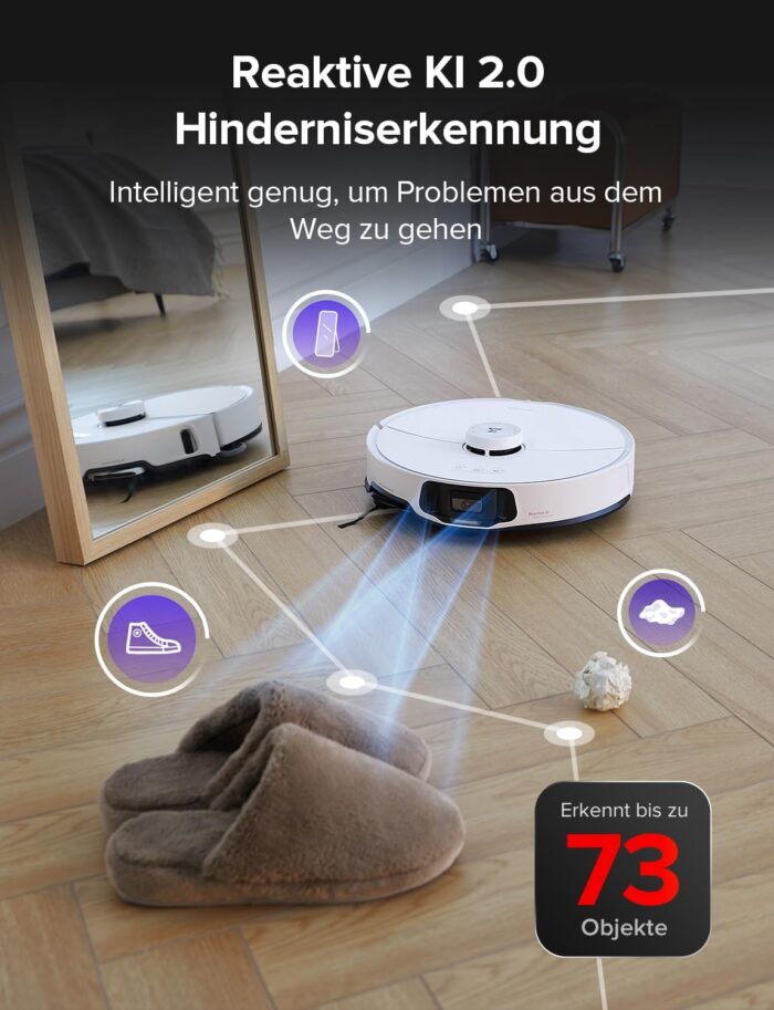 roborock S8 MaxV Ultra Saugroboter mit Wischfunktion&Hebarem Wischmopp, Umfangreiche Reinigung Durch die ausfahrbaren Seitenbürste, 10.000 Pa, 60 °C Heißwasser-Moppwäsche, All-in-One-Dock