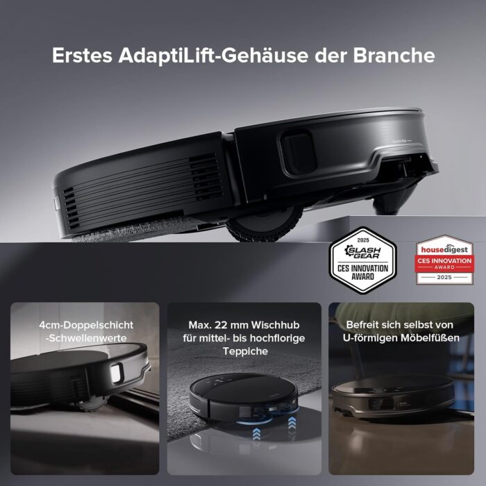 roborock Saros 10R Set Saugroboter mit Wischfunktion&angebbarem Wischmopp, 22.000 Pa HyperForce Saugkraft, 7,98cm Ultra-Slim Design, StarSight System 2.0, Zero-Tangle System (Mit 2 Wischmopps)