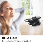 Bosch Staubsauger beutellos ProSilence Serie 8 BGS7MS64, Bodenstaubsauger, leise, Hygiene-Filter, Bodendüse für Parkett, Teppich, Fliesen, Starke Saugleistung, langes Kabel, 800 W, schwarz
