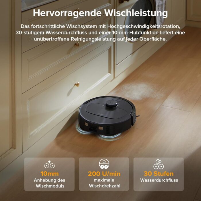 roborock Qrevo Serie Saugroboter mit Wischfunktion&Hebarem Wischmopp, 8000Pa Saugkraft(verbessert von Qrevo S), Anti-Verfilzungs-Seitenbürste, Hindernisvermeidung, All-in-One Dock, Schwarz(QV 35A)