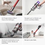 Dyson V11™ Fluffy kabelloser Staubsauger (Nickel/Rot) V11™ Fluffy kabelloser Staubsauger, 185 Airwatt, 60 Minuten Laufzeit, Haarentwirrungstechnologie, Hand- und Bodenstaubsauger