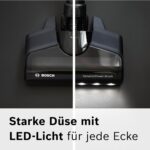 Bosch Akku-Staubsauger Unlimited 7 BCS711A, kabelloser Handstaubsauger, beutellos, Wechselakku, Knickrohr, Hygiene-Filter, 10 Jahre Motorgarantie, Fugendüse, LED-Beleuchtung, Turbostufe, grau