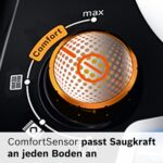 Bosch Staubsauger beutellos ProSilence Serie 8 BGS7MS64, Bodenstaubsauger, leise, Hygiene-Filter, Bodendüse für Parkett, Teppich, Fliesen, Starke Saugleistung, langes Kabel, 800 W, schwarz