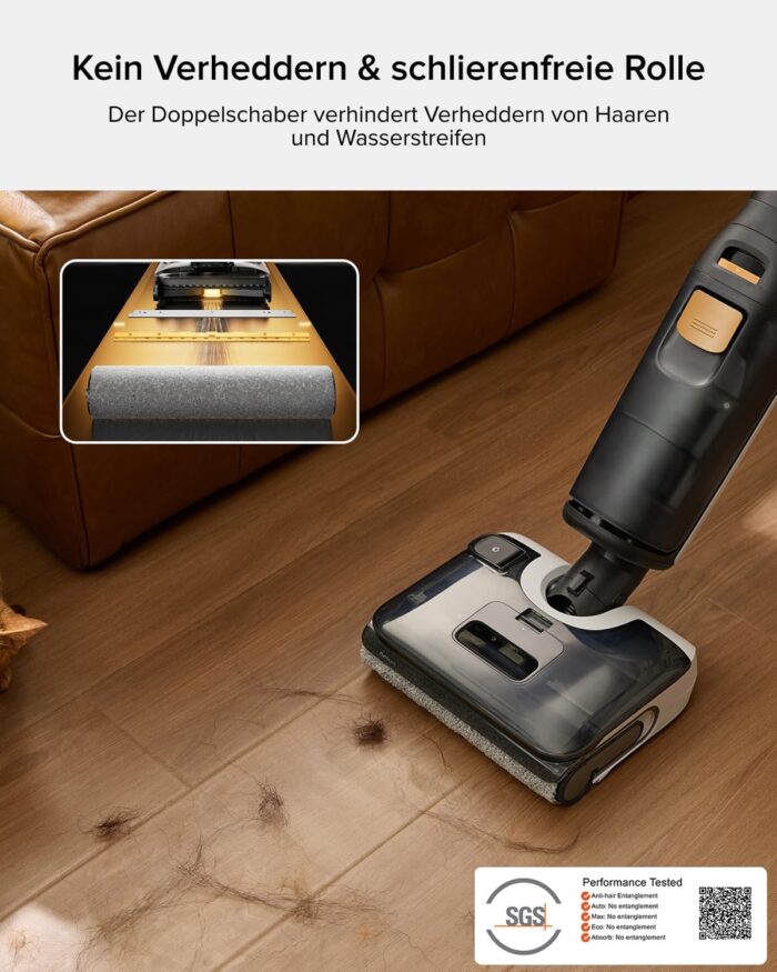 roborock F25 BX Nass Trockensauger, 180° Flach absenkbar, Kabelloser Staubsauger und Mopp in einem mit 20.000 Pa, 90°C Heißluft-Schnelltrocknen & Hochtemperatur-Selbstreinigung, kein Verheddern