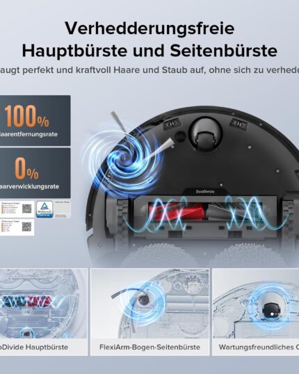 roborock Qrevo Edge S5A Saugroboter mit Wischfunktion,Dual Anti-Tangle-System,18.500Pa,FlexiArm Design Kantenreinigung, Hebarem Wischmopp,75℃ Heißwasser-Moppwäsche (Schwarz)