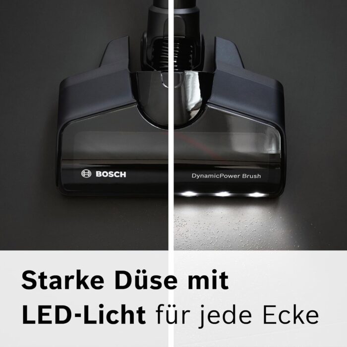 Bosch Akku-Staubsauger Unlimited 7 BSS711W, kabelloser Handstaubsauger, beutellos, Wechselakku, Knickrohr, Hygiene-Filter, 10 Jahre Motorgarantie, XXL-Polsterdüse, LED-Beleuchtung, Turbostufe, weiß