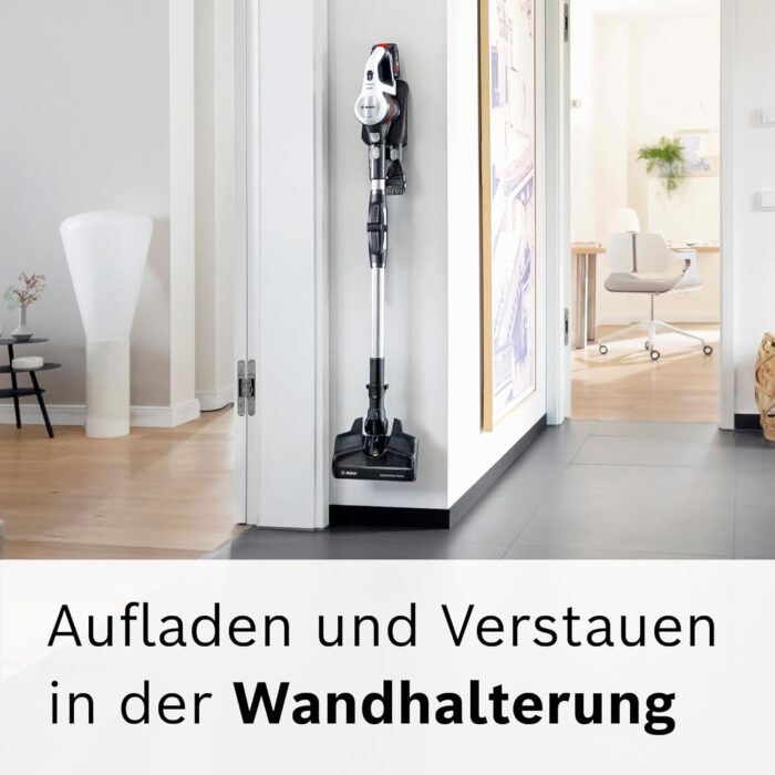 Bosch Akku-Staubsauger Unlimited 7 BKS711MTB, kabelloser Handstaubsauger, beutellos, Wechselakku, Knickrohr, Hygiene-Filter, 10 Jahre Motorgarantie, Mini-Turbo-Düse, LED-Beleuchtung, Turbostufe, weiß