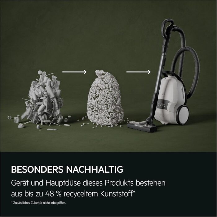 AEG Ultimate 8000 Staubsauger mit Beutel, Testsieger der Stiftung Warentest, hohe Saugleistung, Auto-Modus, Alle Böden, 48% Recyclingkunststoff, 3in1 Düse, HEPA-Filtration, 12m, LED-Licht, AB81U1SW