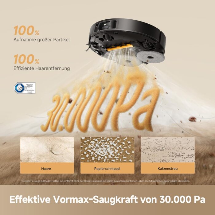dreame L50s Pro Ultra Saugroboter mit Wischfunktion 100 Tage automatische Leerung, Mopp-Selbstreinigung bei hoher Hitze, 30.000 Pa Saugkraft, Ecken- und Kantenreinigung, Entwirrbürste