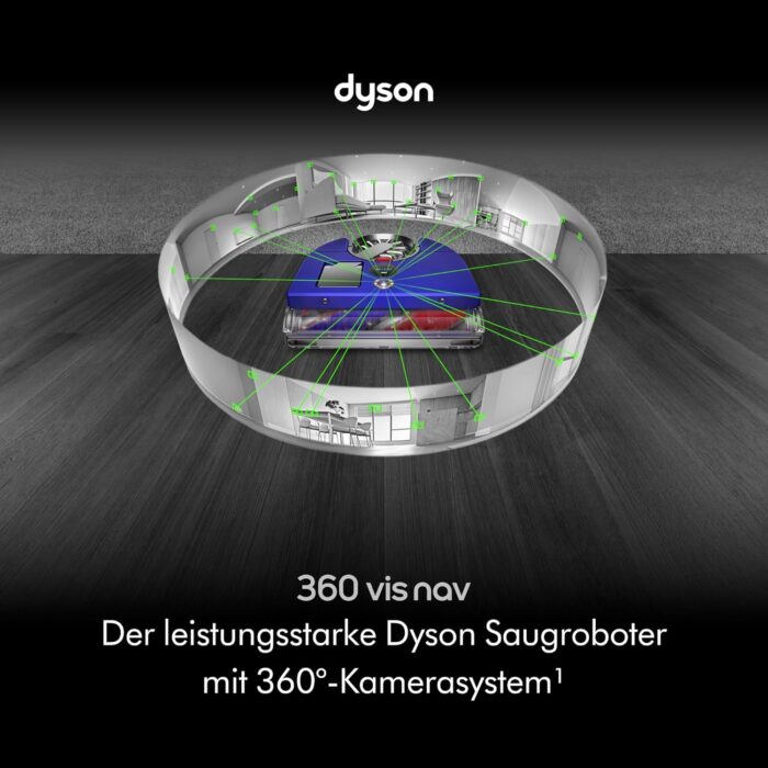 Dyson 360 Vis NAV™ Saugroboter, Vollbreite Bürste, entwickelt für alle Bodenarten (Blau/Nickel)