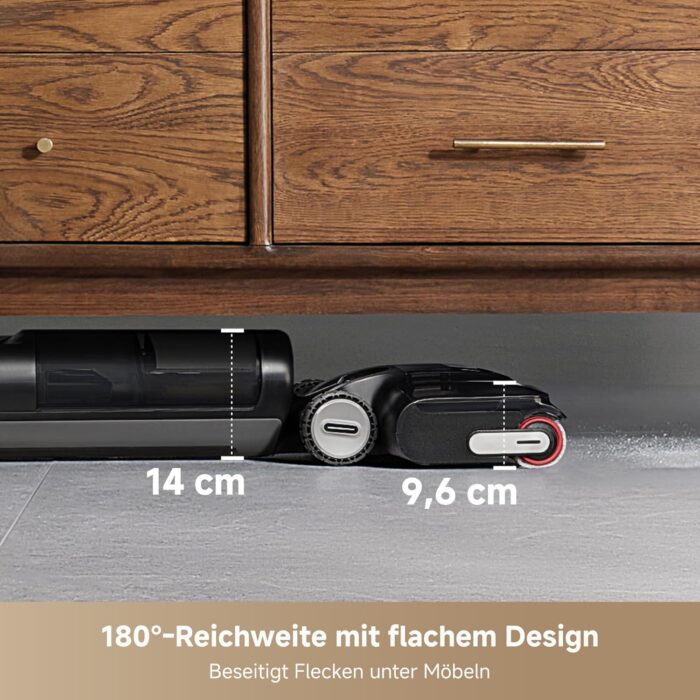 dreame H12 Pro FlexReach Nass- und Trockensauger, Flaches 180°-Design, Trocknung in 5 Minuten, 18.000 Pa Saugkraft, 90 °C Heißwäsche, Doppel-Kantenreinigung, Reinigung in 50 Minuten