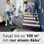 Bosch Akku-Staubsauger Unlimited 7 BCS711A, kabelloser Handstaubsauger, beutellos, Wechselakku, Knickrohr, Hygiene-Filter, 10 Jahre Motorgarantie, Fugendüse, LED-Beleuchtung, Turbostufe, grau