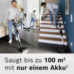 Bosch Akku-Staubsauger Unlimited 7 BSS711W, kabelloser Handstaubsauger, beutellos, Wechselakku, Knickrohr, Hygiene-Filter, 10 Jahre Motorgarantie, XXL-Polsterdüse, LED-Beleuchtung, Turbostufe, weiß