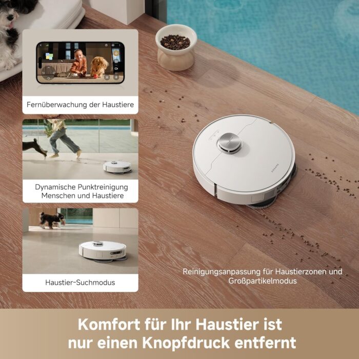 dreame L40 Ultra AE Saugroboter mit Wischfunktion, 19.000 Pa Saugkraft, viele Bürsten und EIN Flexibler Wischmopp, nassen und trockenen Schmutz,Das All-in-1-Dock entleert Staub