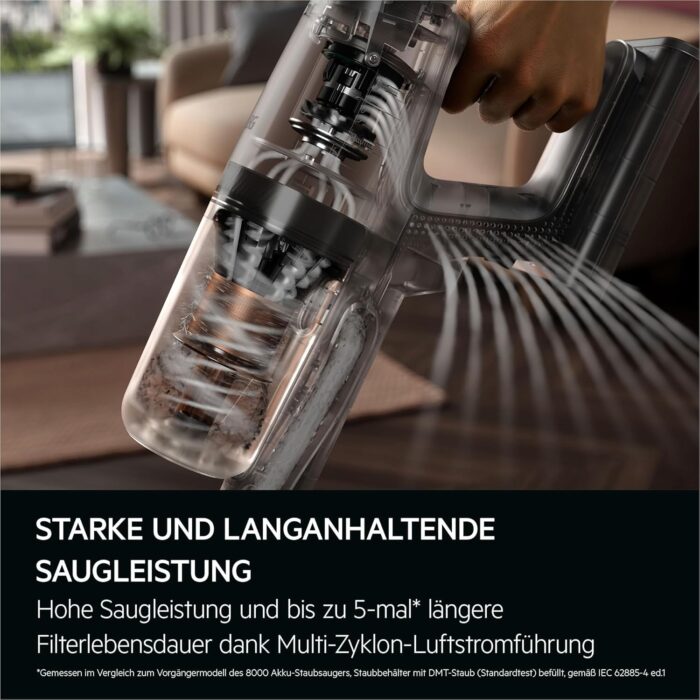 AEG Serie 8000 Akku Staubsauger, Kabellos, Alle Böden, AutoModus, bis zu 99% Staubaufnahme, bis zu 50 min Laufzeit, Einfache Handhabung, Entnehmbarer 25 V Akku, Zubehör, Weiß, AP82UB25SH
