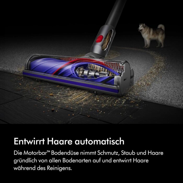 Dyson V8 Advanced Kabelloser Staubsauger, 130 AW, bis zu 40 Min Laufzeit, Motorbar mit Haarentwirrungstechnologie, entfernt Tierhaare, Hand- und Bodenstaubsauger