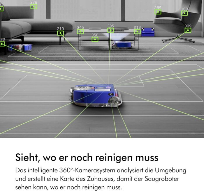 Dyson 360 Vis NAV™ Saugroboter, Vollbreite Bürste, entwickelt für alle Bodenarten (Blau/Nickel)