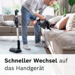 Bosch Akku-Staubsauger Unlimited 7 BCS711A, kabelloser Handstaubsauger, beutellos, Wechselakku, Knickrohr, Hygiene-Filter, 10 Jahre Motorgarantie, Fugendüse, LED-Beleuchtung, Turbostufe, grau