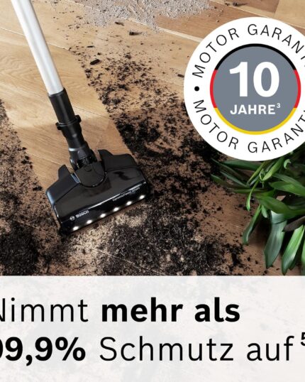 Bosch Akku-Staubsauger Unlimited 7 BCS711A, kabelloser Handstaubsauger, beutellos, Wechselakku, Knickrohr, Hygiene-Filter, 10 Jahre Motorgarantie, Fugendüse, LED-Beleuchtung, Turbostufe, grau