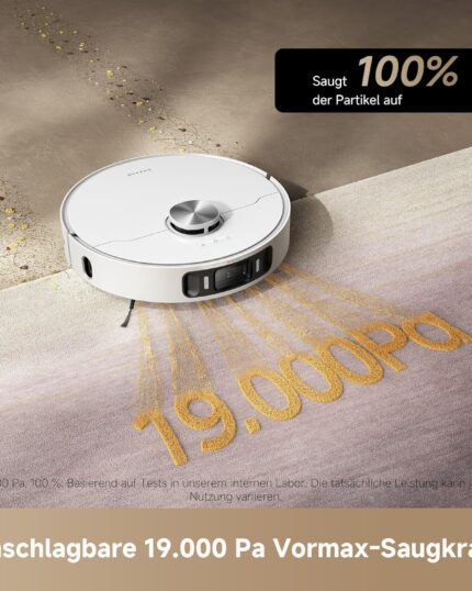 dreame L40 Ultra AE Saugroboter mit Wischfunktion, 19.000 Pa Saugkraft, viele Bürsten und EIN Flexibler Wischmopp, nassen und trockenen Schmutz,Das All-in-1-Dock entleert Staub